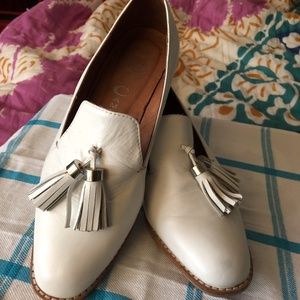 SOLD! Jeffrey Campbell -- Lawford white tassel loafers